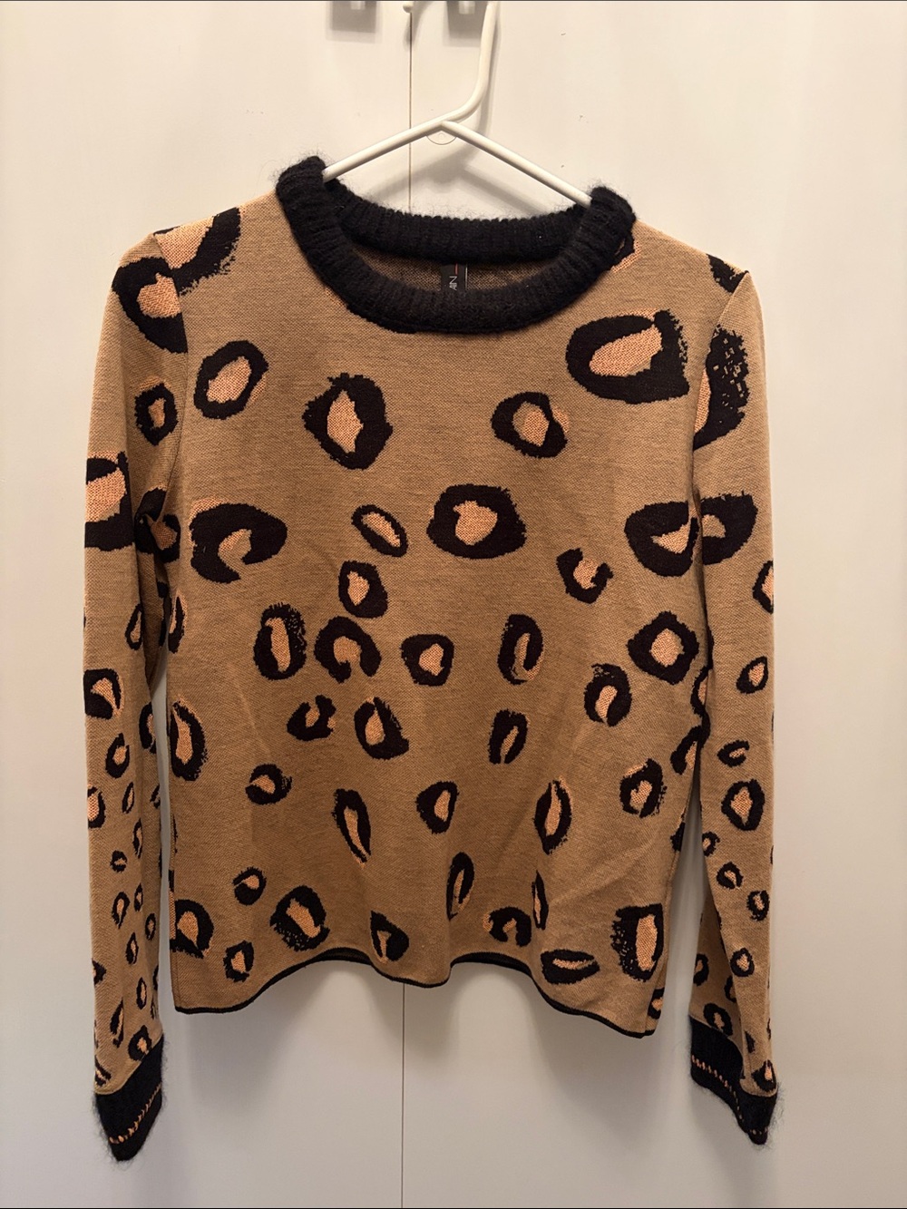 Marc Cain Leopard-Print Crewneck Sweater in Tan and Black